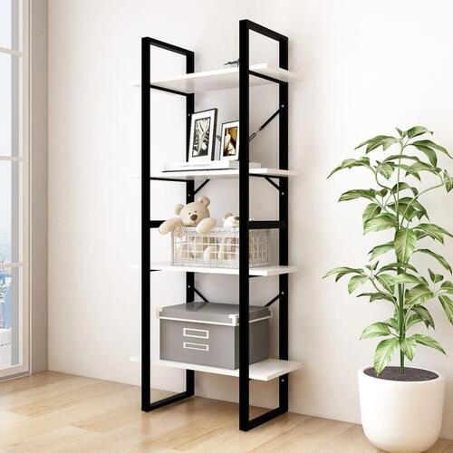 Bogreol med 4 hylder 60x30x140 cm massivt fyrretræ hvid