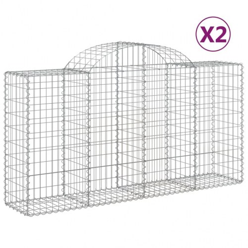 Buede gabionkurve - 2 stk. 200×50×100/120 cm i galvaniseret jern