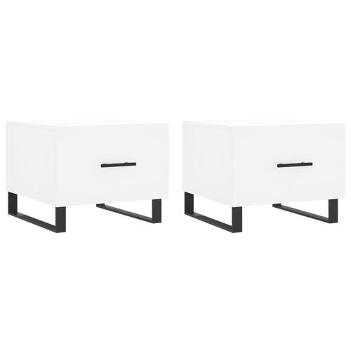Sofaborde 2 stk. 50x50x40 cm konstrueret træ hvid