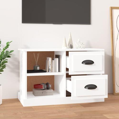 Tv-bord 73x35,5x47,5 cm konstrueret træ hvid højglans