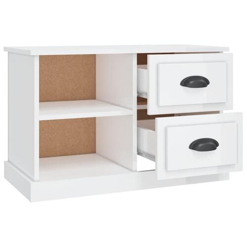 Tv-bord 73x35,5x47,5 cm konstrueret træ hvid højglans