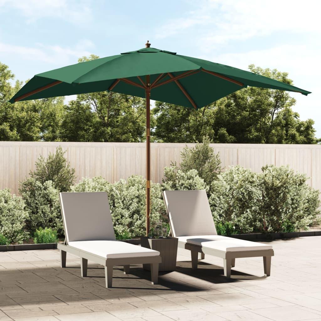 Haveparasol med træstang 300x300x273 cm grøn