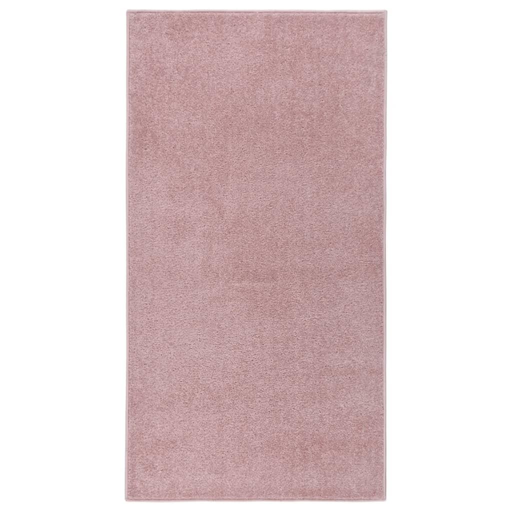 Gulvtæppe 80x150 cm kort luv lyserød