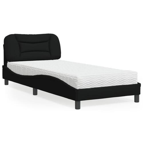 Seng med madras 90x200 cm stof sort
