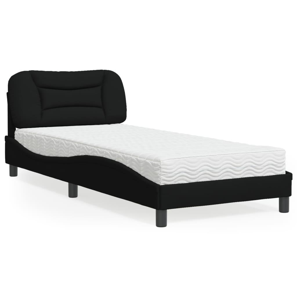 Seng med madras 90x200 cm stof sort