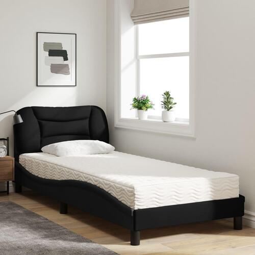 Seng med madras 90x200 cm stof sort