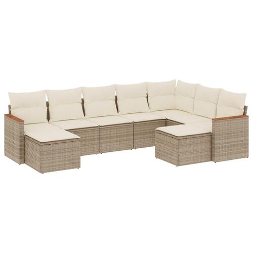 Sofasæt til haven 9 dele med hynder polyrattan beige