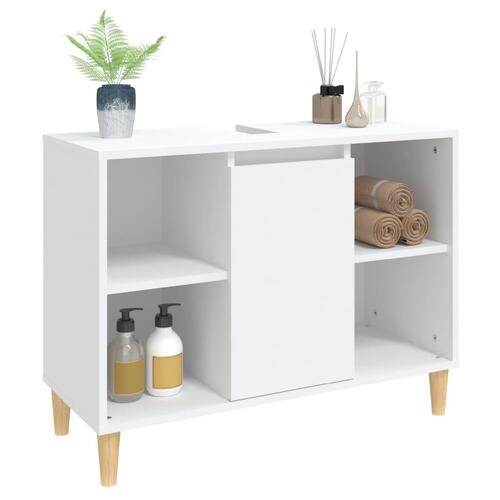 Underskab til håndvask 80x33x60 cm konstrueret træ hvid