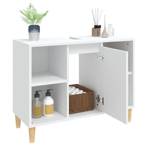 Underskab til håndvask 80x33x60 cm konstrueret træ hvid