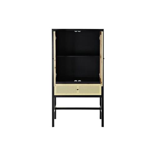 Skab 80 x 38 x 160 cm Gran Natur Sort