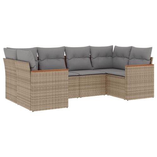 Sofasæt til haven 6 dele med hynder polyrattan beige