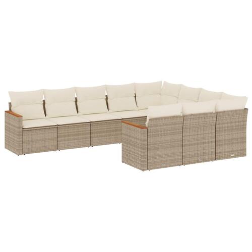 Sofasæt til haven 10 dele med hynder polyrattan beige