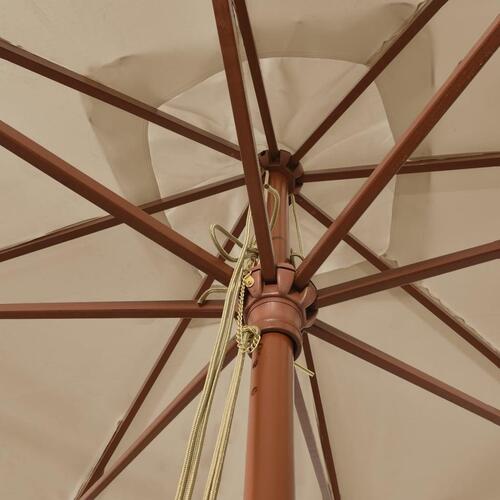 Haveparasol med træstang 300x300x273 cm gråbrun