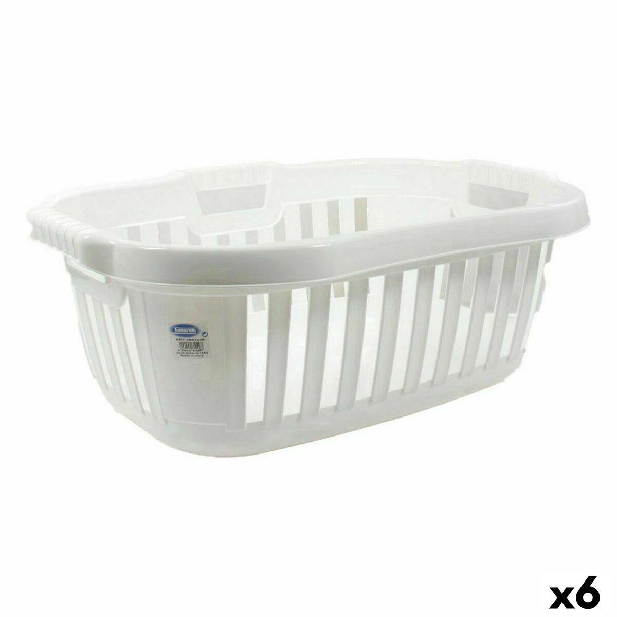 Vasketøjskurv Tontarelli Hipster Hvid 50 L 66 x 44 x 25 cm (6 enheder)