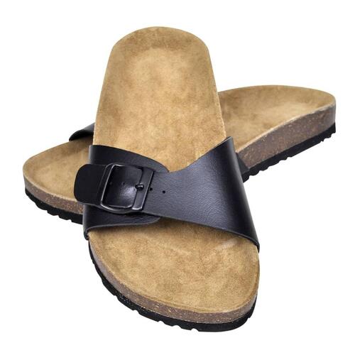 Sorte økologiske kork sandaler med 1 spænde, unisex, størrelse 41