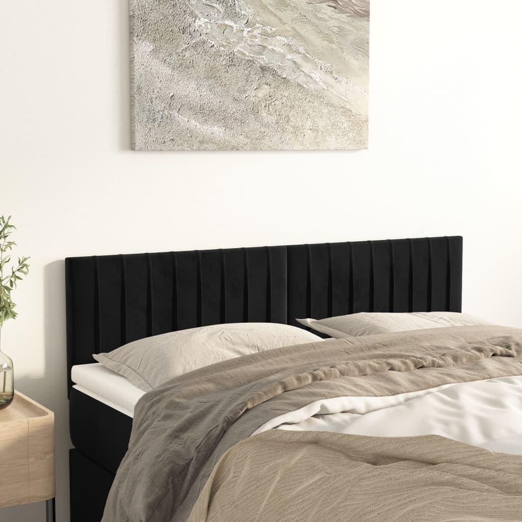 Sengegavle 2 stk. 72x5x78/88 cm fløjl sort