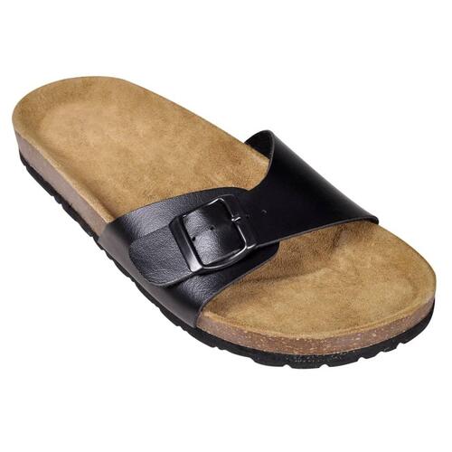 Sorte økologiske kork sandaler med 1 spænde, unisex, størrelse 41