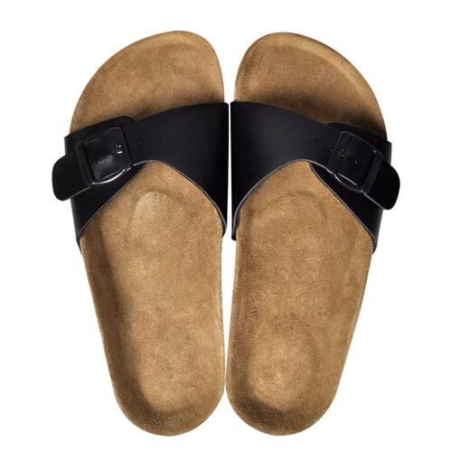 Sorte økologiske kork sandaler med 1 spænde, unisex, størrelse 41