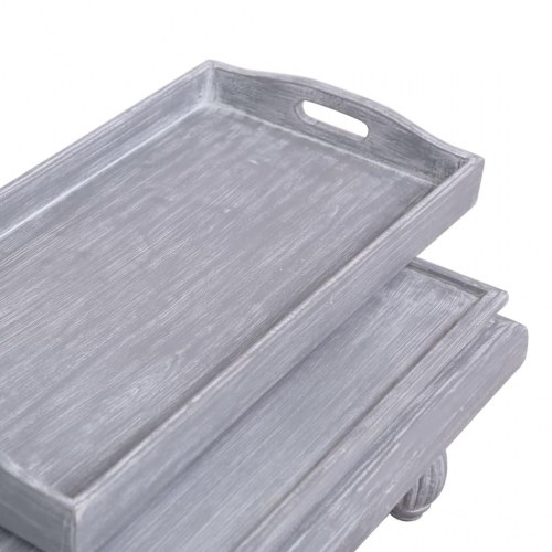 Sofabord 90 x 50 x 40 cm massivt mahognitræ grå