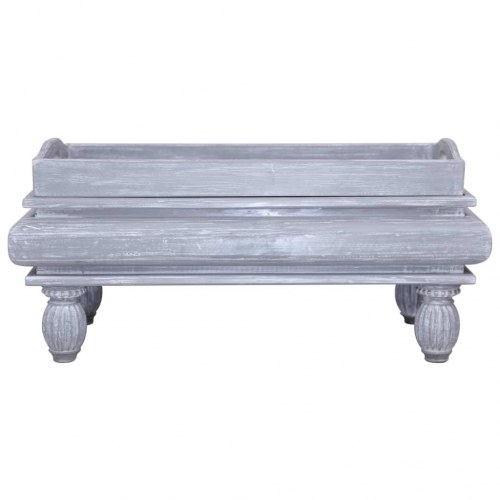 Sofabord 90 x 50 x 40 cm massivt mahognitræ grå