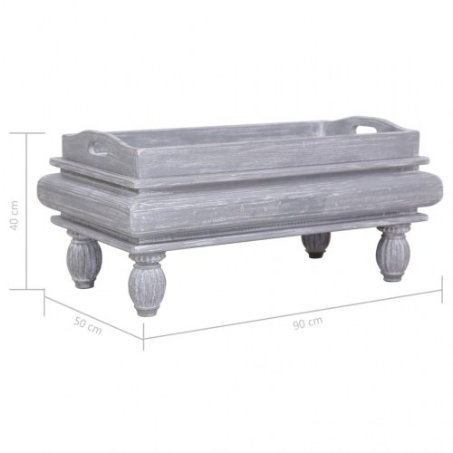 Sofabord 90 x 50 x 40 cm massivt mahognitræ grå