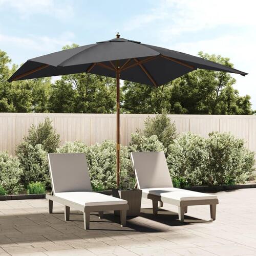 Haveparasol med træstang 300x300x273 cm sort
