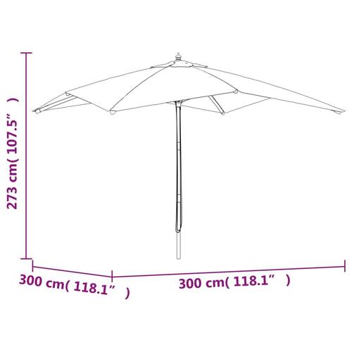 Haveparasol med træstang 300x300x273 cm sort