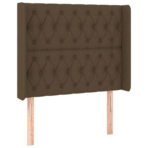 Sengegavl med LED-lys 103x16x118/128 cm stof mørkebrun