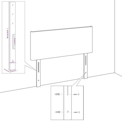 Sengegavl med kanter 93x23x118/128 cm stof cremefarvet