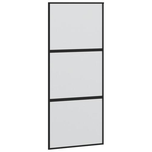 Skydedør 90x205 cm hærdet glas og aluminium sort