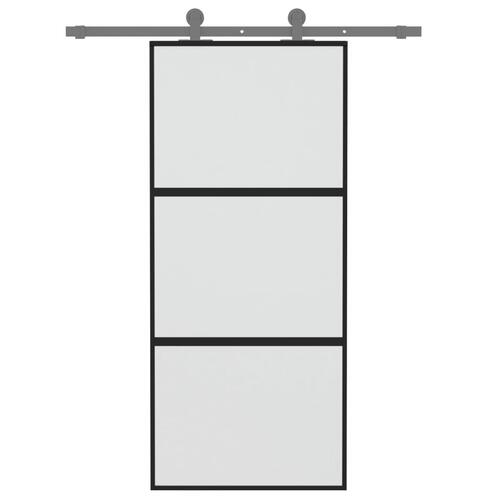 Skydedør 90x205 cm hærdet glas og aluminium sort