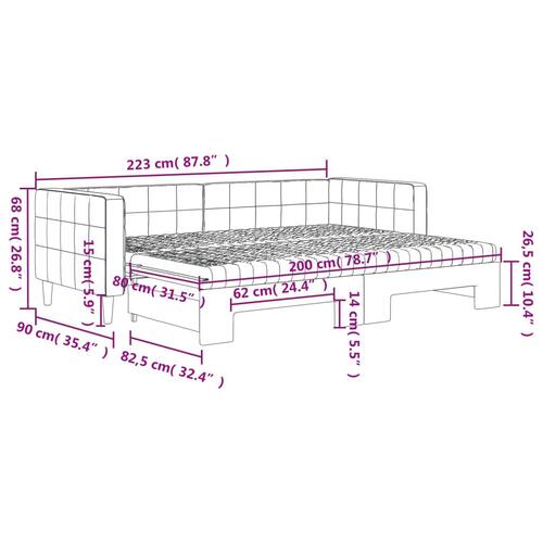 Daybed med udtræk og madras 80x200 cm velour sort