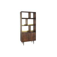 Hylder Sort Gylden Metal Mørkebrun Mangotræ 4 Hylder (90 x 35 x 200 cm)