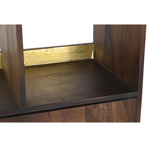 Hylder Sort Gylden Metal Mørkebrun Mangotræ 4 Hylder (90 x 35 x 200 cm)