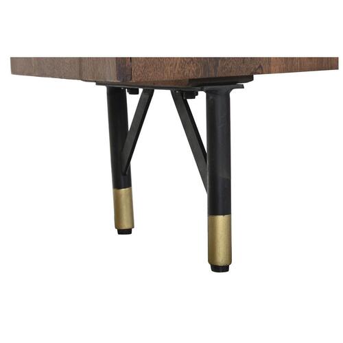 Hylder Sort Gylden Metal Mørkebrun Mangotræ 4 Hylder (90 x 35 x 200 cm)