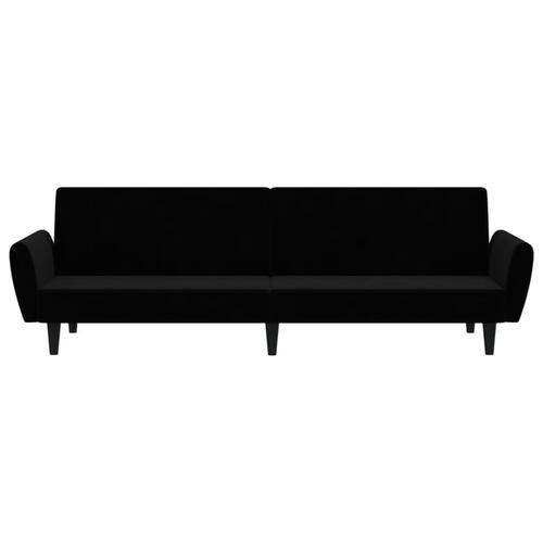 2-personers sovesofa fløjl sort