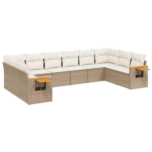 Sofasæt til haven 10 dele med hynder polyrattan beige