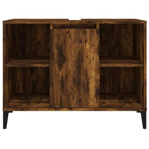 Underskab til håndvask 80x33x60 cm konstrueret træ røget eg