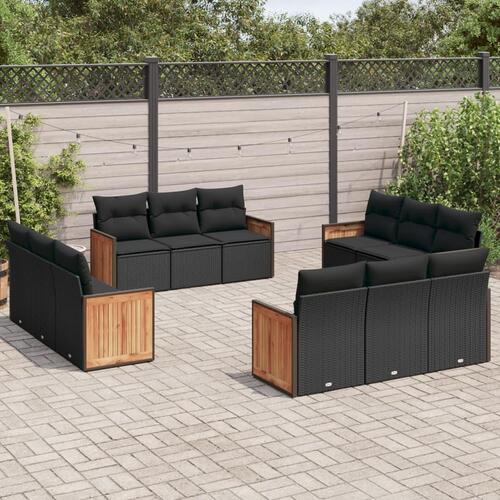 Sofasæt til haven 12 dele med hynder polyrattan sort