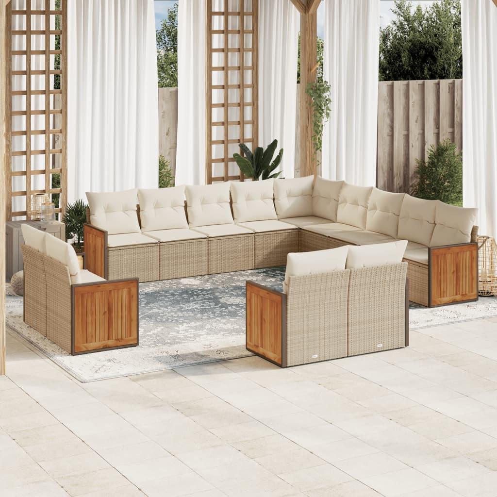 Sofasæt til haven 13 dele med hynder polyrattan beige
