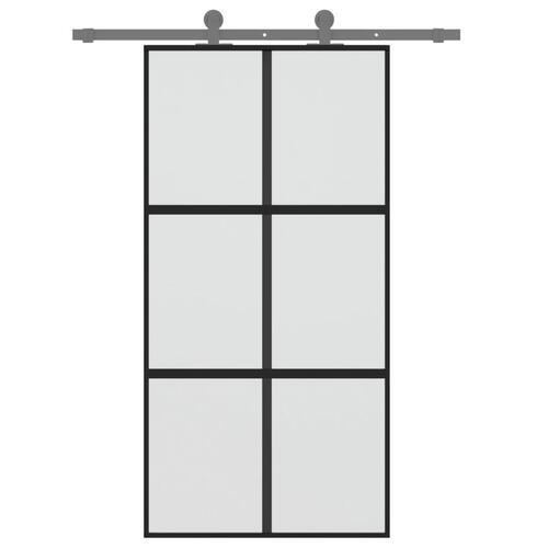 Skydedør 102,5x205 cm hærdet glas og aluminium hvid
