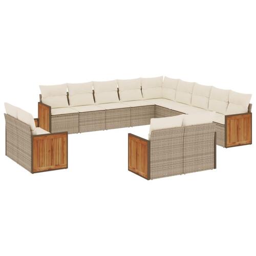 Sofasæt til haven 13 dele med hynder polyrattan beige