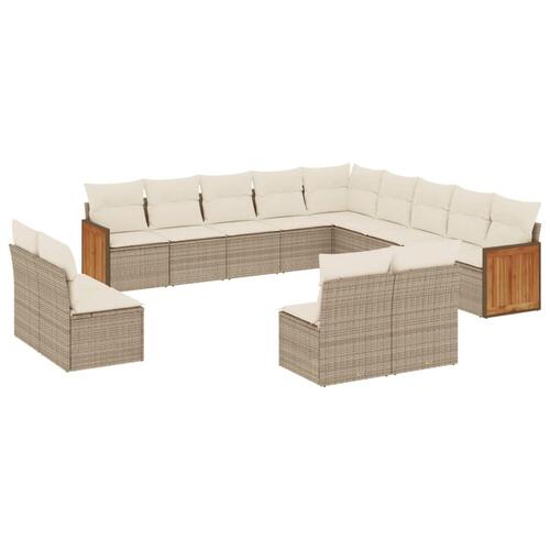 Sofasæt til haven 13 dele med hynder polyrattan beige