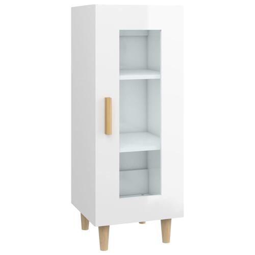 Skænk 34,5x34x90 cm konstrueret træ hvid højglans