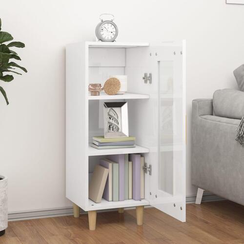 Skænk 34,5x34x90 cm konstrueret træ hvid højglans