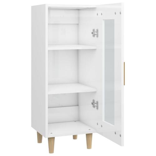 Skænk 34,5x34x90 cm konstrueret træ hvid højglans