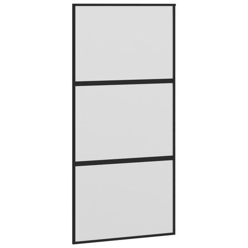 Skydedør 102,5x205 cm hærdet glas og aluminium sort