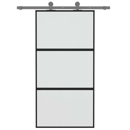 Skydedør 102,5x205 cm hærdet glas og aluminium sort