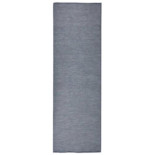 Fladvævet udendørstæppe 80x250 cm blå