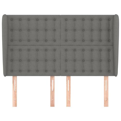 Sengegavl med kanter 147x23x118/128 cm stof mørkegrå